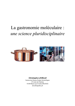 La Gastronomie Moléculaire : Une Science Pluridisciplinaire