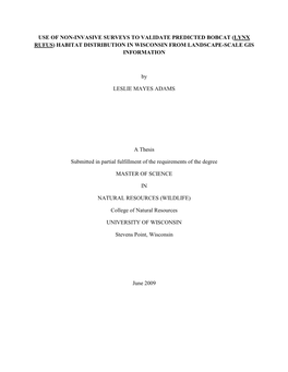 Use of Non-Invasive Surveys to Validate Predicted Bobcat (Lynx Rufus) Habitat Distribution in Wisconsin from Landscape-Scale Gis Information