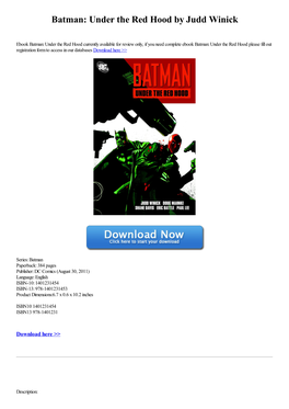 Batman: Under the Red Hood by Judd Winick [Pdf]