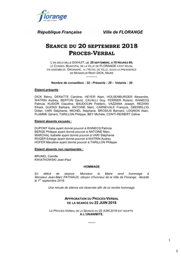 Seance Du 20 Septembre 2018 Proces-Verbal