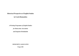 Historical Perspectives of English Studies in Czech Humanities