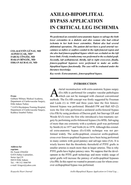 Axillo-Bipopliteal Bypass Application in Critical Leg Ischemia