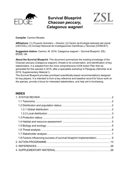 Survival Blueprint Chacoan Peccary, Catagonus Wagneri