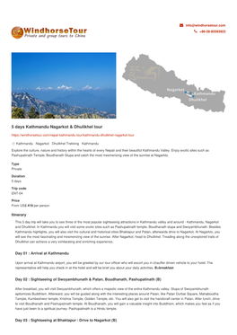 5 Days Kathmandu Nagarkot & Dhulikhel Tour