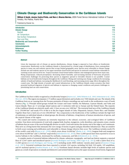 Climate Change and Biodiversity Conservation in the Caribbean Islands