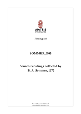 SOMMER B05 Sound Recordings Collected by B. A. Sommer, 1972