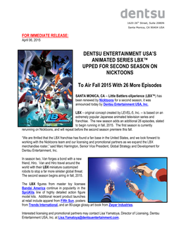 04/06/2015 Dentsu Entertainment USA's Animated Series LBX