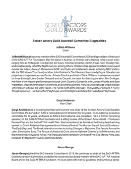 Screen Actors Guild Awards® Committee Biographies