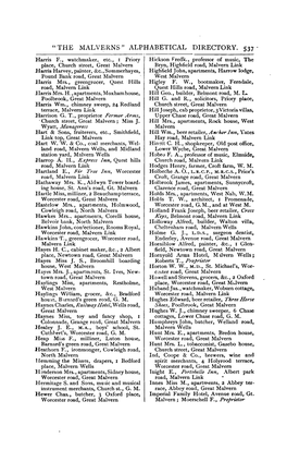 "The Malverns" Alphabetical Directory. 537'