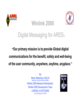 Winlink 2000 Digital Messaging for ARES®