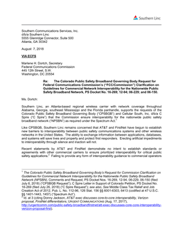 Southern Communications Services, Inc. D/B/A Southern Linc 5555 Glenridge Connector, Suite 500 Atlanta, GA 30342