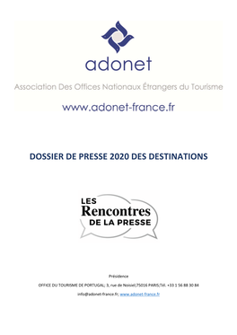 Dossier De Presse 2020 Des Destinations