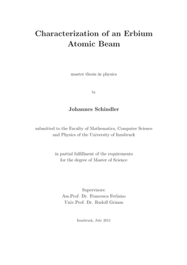 Characterization of an Erbium Atomic Beam