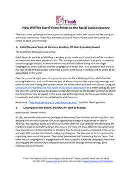 How Will We Start? Entry Points to the Racial Justice Journey