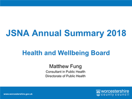 JSNA Annual Summary 2018