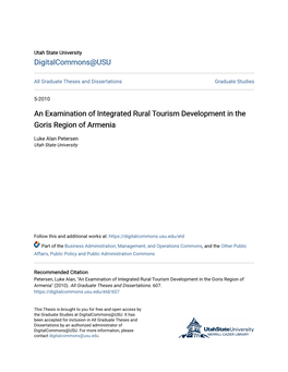 An Examination of Integrated Rural Tourism Development in the Goris Region of Armenia