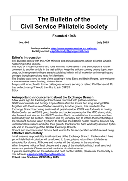 The Bulletin of the Civil Service Philatelic Society