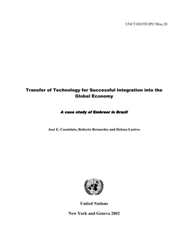 Transfer of Technology for Successful Integration Into the Global Economy