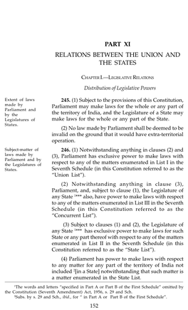 Part Xi Relations Between the Union and the States