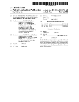 (12) Patent Application Publication (10) Pub. No.: US 2016/0000075 A1 CANSEV Et Al