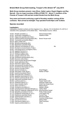 Bristol Moth Group Field Meeting Report