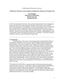 1 Forthcoming in Philosophy of Science Calibration, Coherence