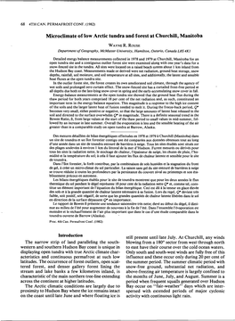 Microclimate of Low Arctic Tundra and Forest at Churchill, Manitoba