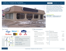 1,722 S.F. Outparcel Available Great Southern | Columbus, Ohio | 439,528 Square Feet