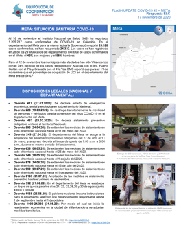 Meta: Situación Sanitaria Covid-19 Disposiciones Legales (Nacional Y