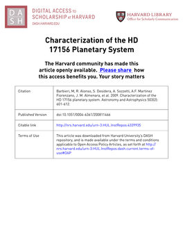 Characterization of the HD 17156 Planetary System