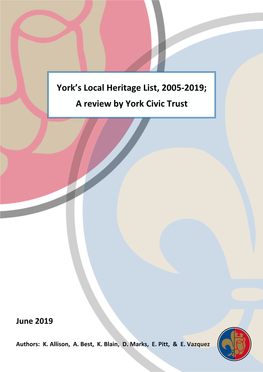 York's Local Heritage List: a Review, 2005-2019