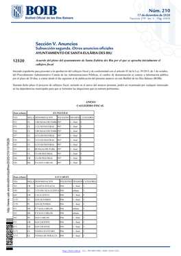 Núm. 210 Sección V. Anuncios