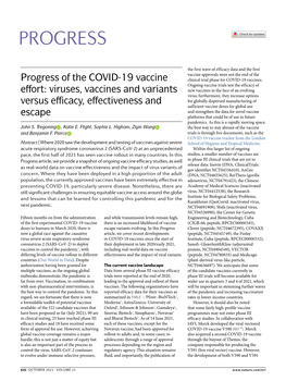 Progress of the COVID-19 Vaccine Effort: Viruses, Vaccines