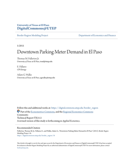 Downtown Parking Meter Demand in El Paso Thomas M