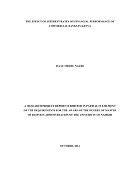 The Effect of Interest Rates on Financial Performance of Commercial Banks in Kenya