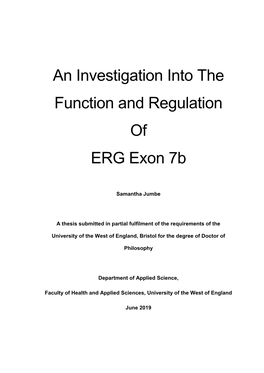 An Investigation Into the Function and Regulation of ERG Exon 7B