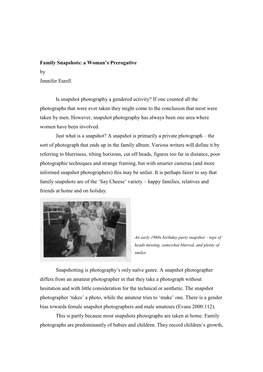 Family Snapshots: a Woman’S Prerogative by Jennifer Eurell