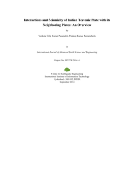 Interactions and Seismicity of Indian Tectonic Plate with Its Neighboring Plates: an Overview