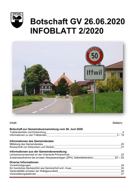 Botschaft GV 26.06.2020 INFOBLATT 2/2020