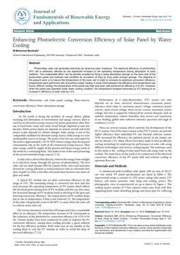 Enhancing Photoelectric Conversion Efficiency of Solar Panel by Water