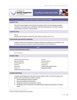 CDHO Advisory Leukemia, 2017-12-12