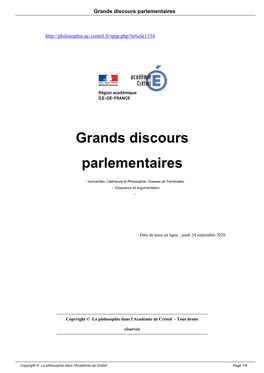 Grands Discours Parlementaires