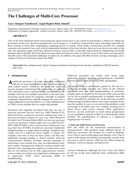 The Challenges of Multi-Core Processor