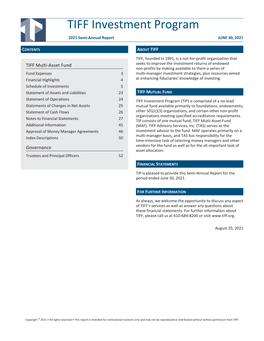 TIFF Investment Program 2021 Semi-Annual Report JUNE 30, 2021