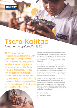 Tsara Kalitao Programme Update (Q4 2017)