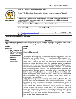 Augustine Momoh Turay Course Title: Linguistics