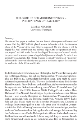 Philosophie Der Modernen Physik – Philipp Frank Und Abel Rey