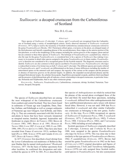 Tealliocaris: a Decapod Crustacean from the Carboniferous of Scotland