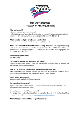 2021 Southern Steel Frequently Asked Questions