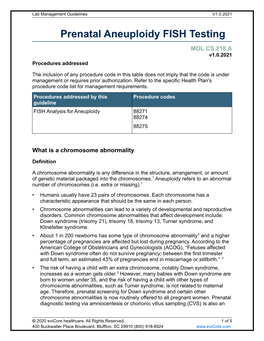 Prenatal Aneuploidy FISH Testing